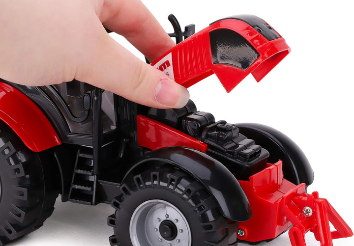 ⓡ Friction Powered Farm Tractor with Opening Bonnet - Available in Pink, Blue, Red & Green (RED)