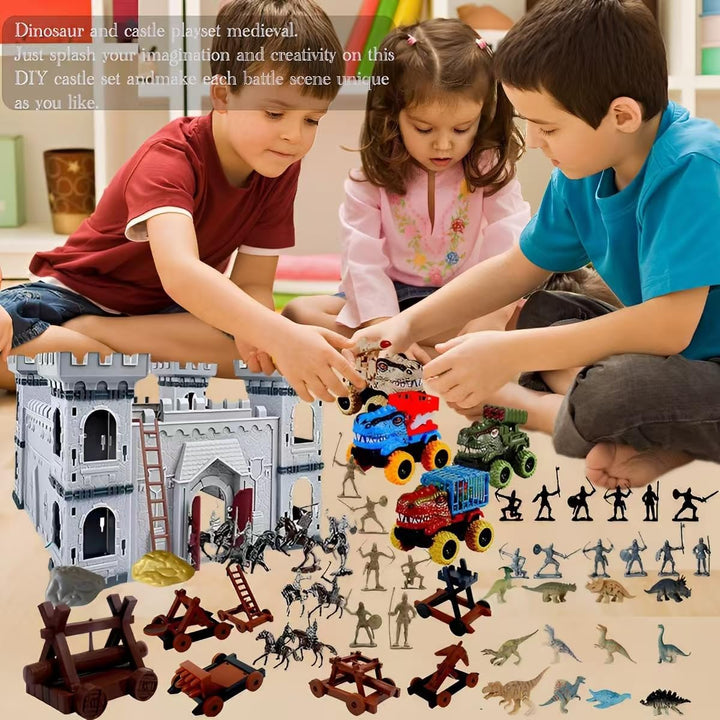 Medieval Castle Toy Knight Toy Soldier Figures Army Men Toys, the Medieval Times Middle Ages DIY Castle Building (B)