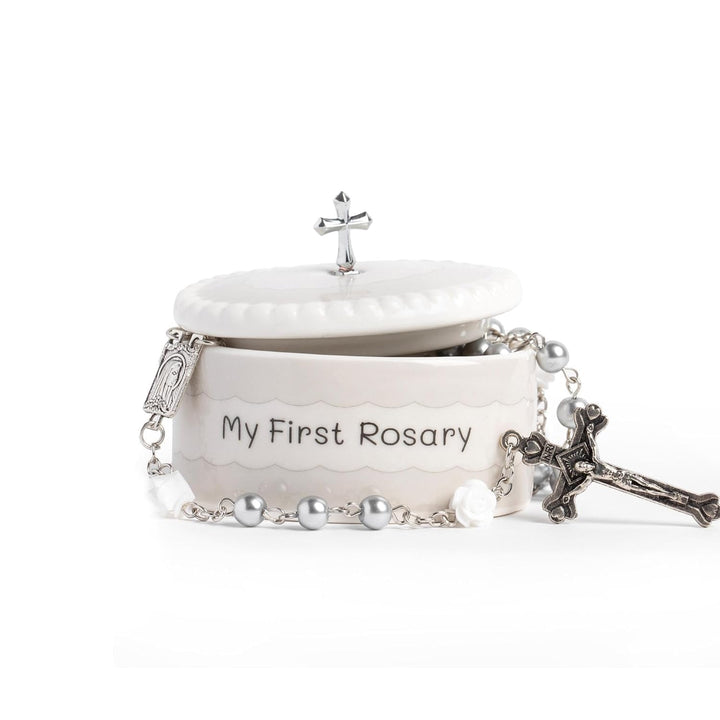 Blue My First Rosary and Keepsake Box, Catholic Baptism Gifts for Boys, Blessed First Communion Gifts for Boys or Girl Christening from Godparents