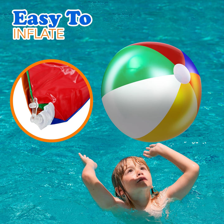 Beach Balls [3 Pack] 20" Inflatable Beach Balls for Kids - Pool Games Toys for Kids & Toddlers, Classic Rainbow Color