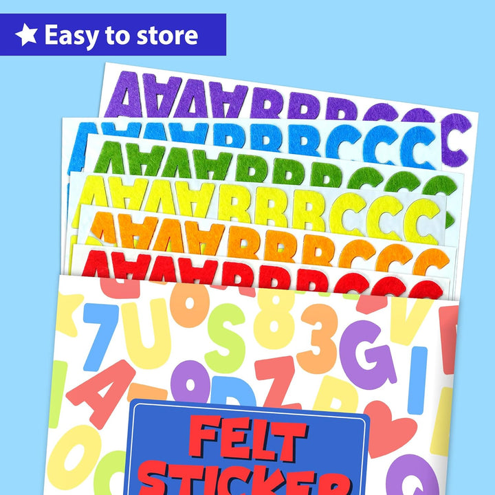 Felt Sticker Kit for Beginner Toddlers, Kids Arts & Crafts, Pack of 500 Assorted Scrapbook Stickers Alphabets, Numbers, Fun Shapes, Preschool, Children Early Learning, Self Adhesive