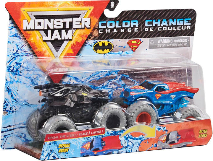 , Official Batman Vs. Superman Color-Changing Die-Cast Monster Trucks, 1:64 Scale