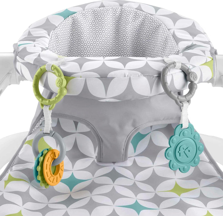 Portable Baby Chair Sit-Me-Up Floor Seat with Developmental Toys & Machine Washable Seat Pad, Starlight Bursts