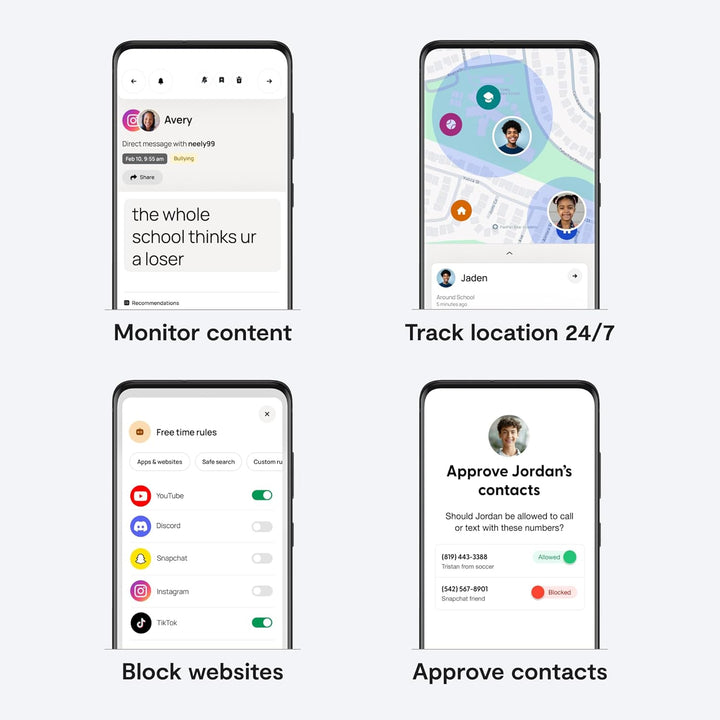 Phone - Safest Phone for Kids & Teens - Monitor Texts, Social Media, and More - Tamper Proof Parental Controls - GPS Tracking - Unlimited Talk/Text A16