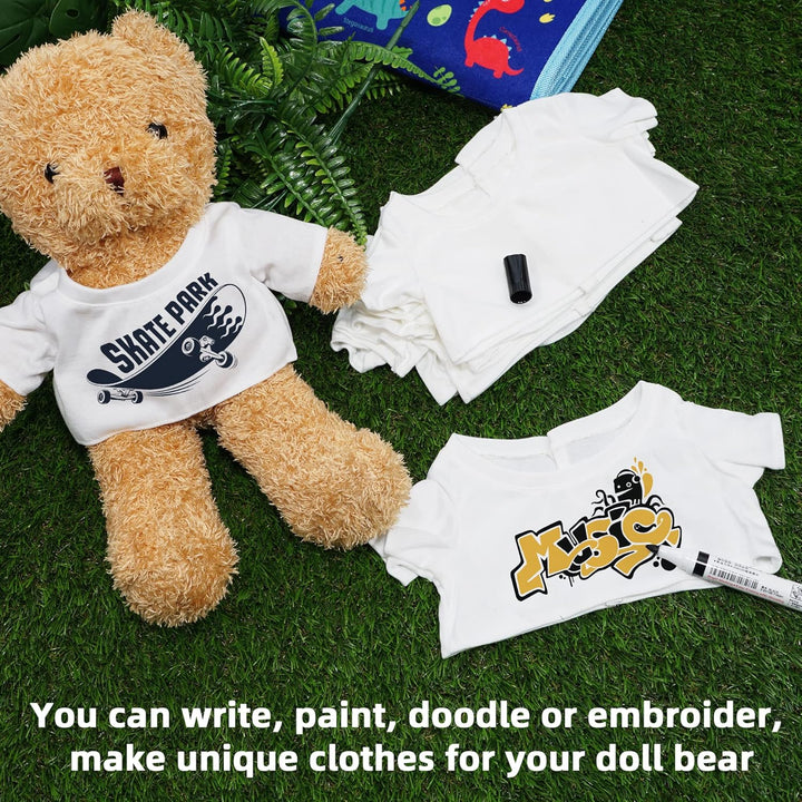 3 Pcs Sublimation Shirt Fit 14-18 Inch Stuffed Bear Blank Stuffed Bear Clothes Plush Bear T Shirts for DIY Make Unique Stuffed Doll Clothes