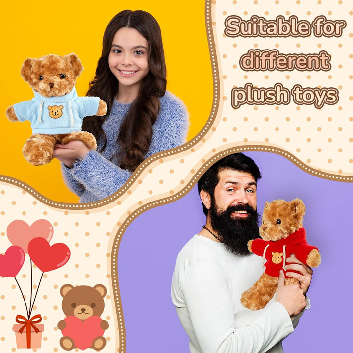 5 Pcs Bear Clothes Tee Hoodie Fit 14-18 Inches Bears Sublimation Stuffed Animal Cute Tiny DIY Toy Make Your Own Plush Doll Clothes (Cute Color)