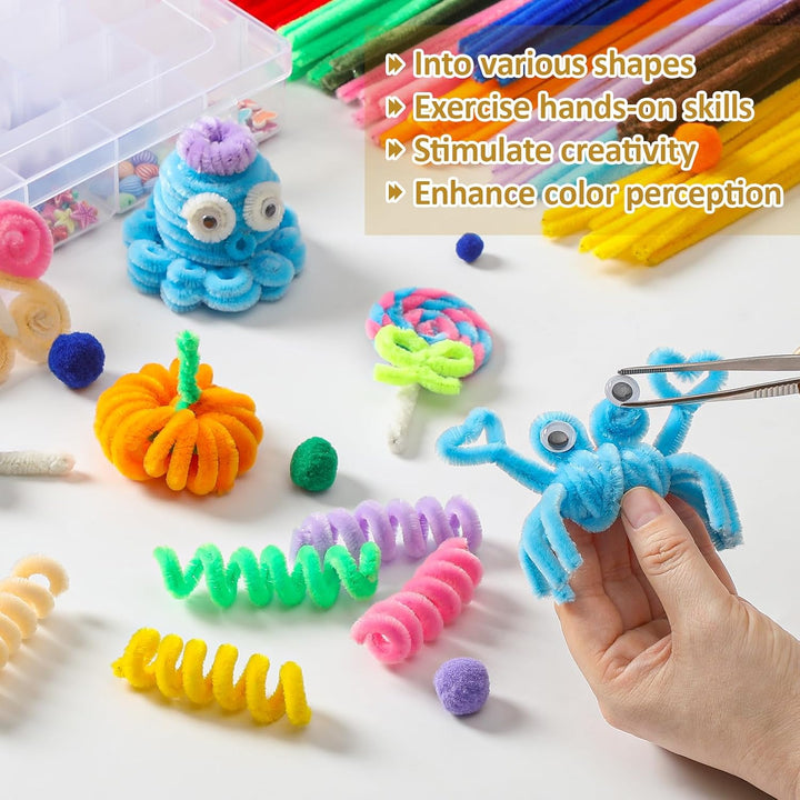 400 PCS 20 Colors Thick Pipe Cleaners Craft, Multi-Colored Chenille Stems for Craft Supplies & Materials, Fuzzy Pipe Cleaners Bulk for DIY Arts Projects, Rainbow Pipe Cleaners(12Inch*6Mm)