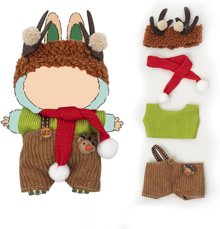 Clothes for Labubu 17Cm Dolls(No Doll) Dolls Outfit for Labubu with Accessories Suit Cute for Lububu Stylish Dress up Set for LA BUBU Patterned Skirt