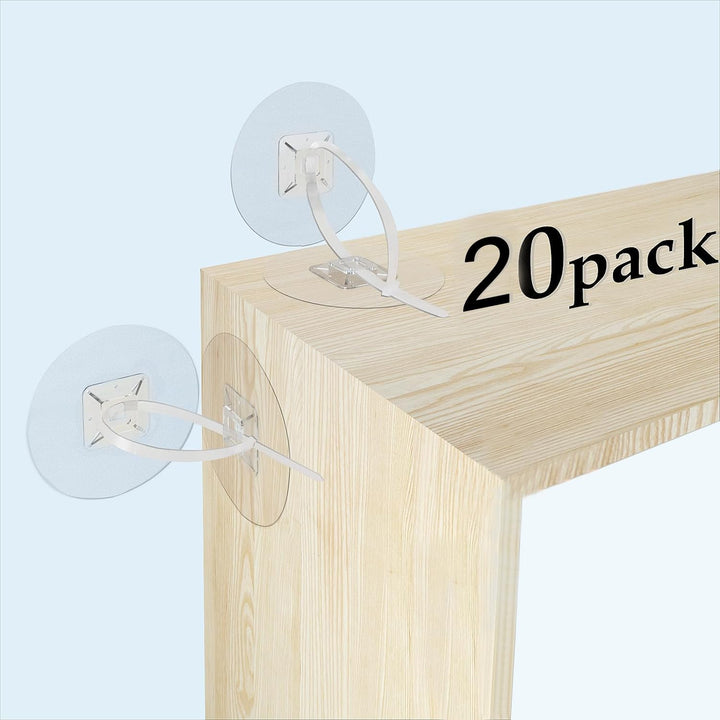 Furniture Anchors (30 Pack) No Drill Upgraded Furniture Straps for Baby Proofing, Self-Adhesive Secure 168 Pound Furniture Prevent Falling anti Tip Earthquake Straps for Child Safety