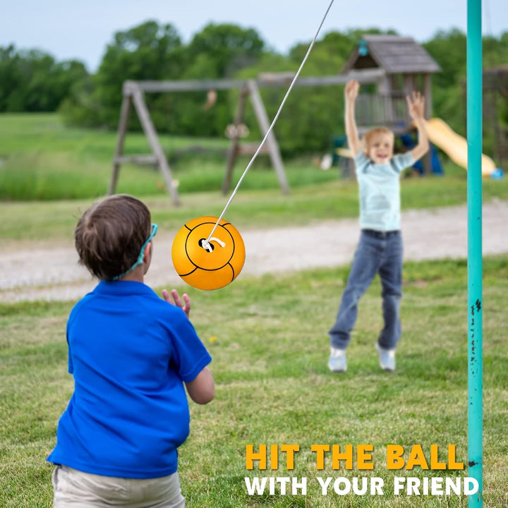 Tetherball Soft Tether Balls and Rope Set Game Replacement Tetherball Set Rubber Tether Ball Equipment for Kids Adults Indoor Outdoor Playground Yard Backyard Play