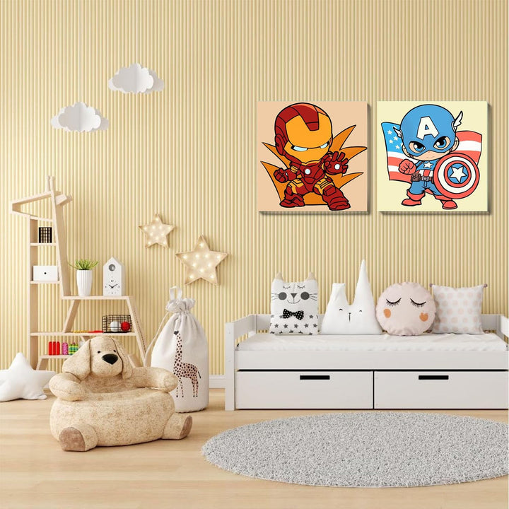 4 Pack Paint by Numbers Kit for Kids with Frame- Cartoon Painting Kits for Kids Ages 4-8, Cartoon Paint by Numbers with Frame 8X8 Inch