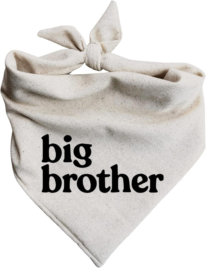 Dog Bandana Pregnancy Announcement Big Brother Baby Reveal Oatmeal Cream Minimal Neutral Color Announcement to Family (Large)
