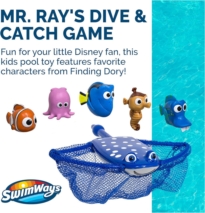 Disney Finding Dory Mr. Ray'S Dive and Catch Game, Bath Toys and Pool Party Supplies for Kids Ages 5 and Up