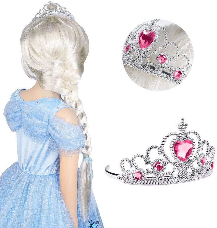 Princess Dress up Accessories, 2PCS Princess Crown and Wands for Little Girls, Jewelry Toy Gifts Set Christmas
