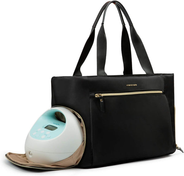 Breast Pump Bag Diaper Tote Bag with 15 Inch Laptop Sleeve Fit Most Breast Pumps like Medela, Spectra S1,S2, Evenflo