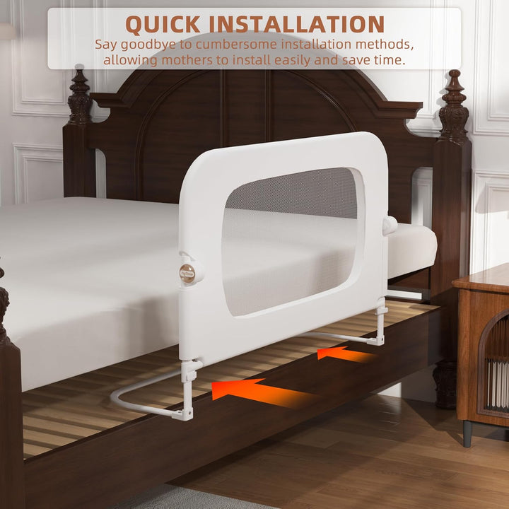 Bed Rail for Toddlers, Baby Bed Rail Guard for Kids, Toddler Bed Rails with Reinforced Anchor Fit, Height Adjustable & Foldable Bed Rail Guard for Twin, Full, Queen & King Beds (White, 32IN)