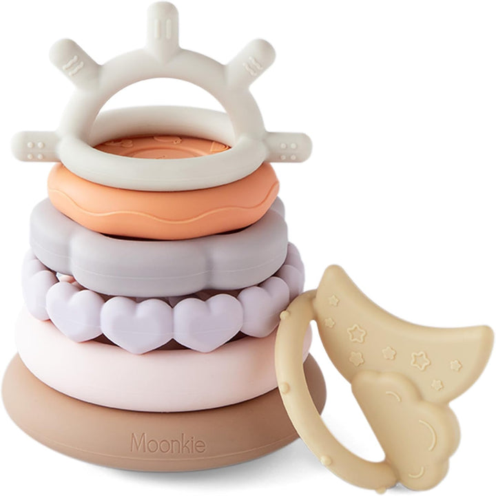 Stacks of Circles Soft Teething Toy | Educational Learning Baby Toy | Stacking Ring Toys for Babies Boy and Girl | 7 Piece Teethers Set