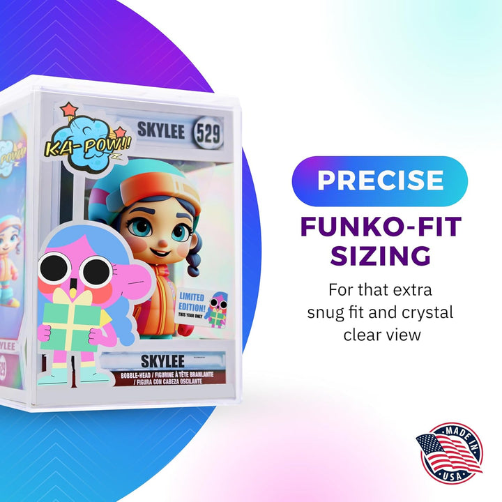 2-Pack Clear Hard Plastic Premium Funko Pop Protector Display Cases for 4" Figures, Made in USA, Stackable Display Cases by