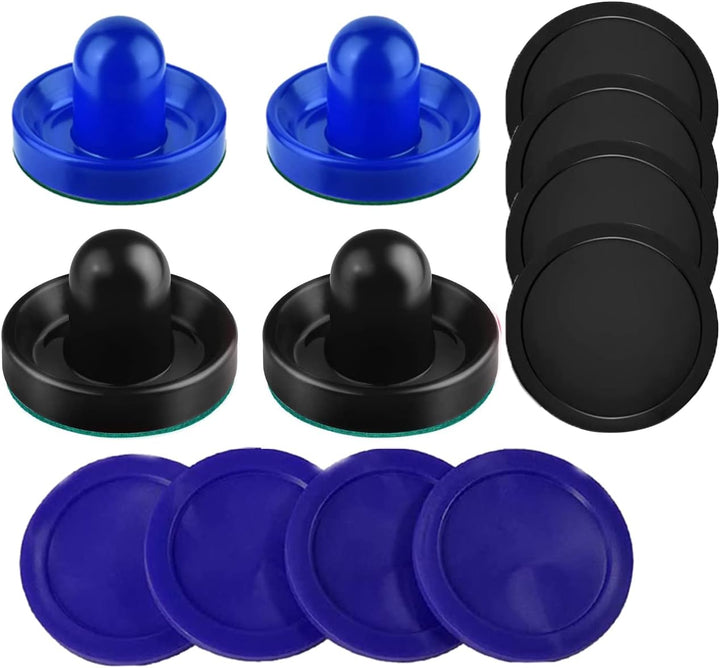 Air Hockey Pushers and Pucks - Air Hockey Paddles and Goal Handles Replacement Accessories for Game Tables (4 Pushers, 8 Pucks)