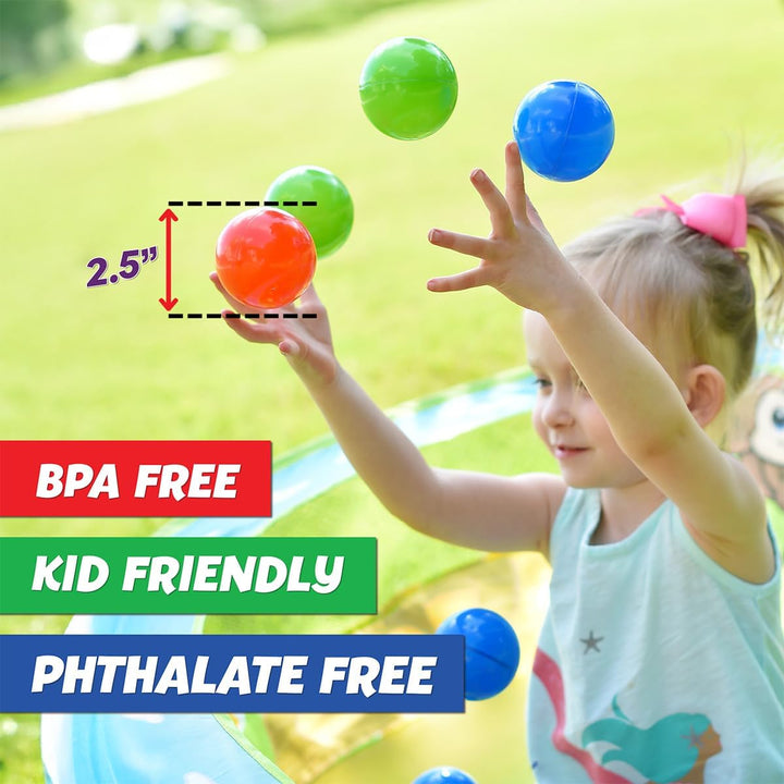 100 Count Multi Colored Play Balls – Phthalate and BPA Free Non-Toxic Crush Proof Plastic Ball Pack - Balls for Toddler Ball Pit in Reusable Storage Bag with Zipper