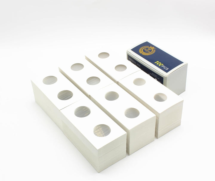 300PCS Coin Flips in 6 Sizes Cardboard Coin Holders for Colletors 2X2 Inch Coin Cardboard Coin Flips for Coin Collection (Coin Flips 6-300)
