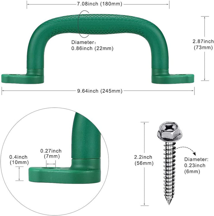 Set of 4 Safety Playground Handles,Swing Set Kids Safety Hand Grips for Playset, Climbing Frame, Play House,Climbing Frame, Play House Handles(Green)