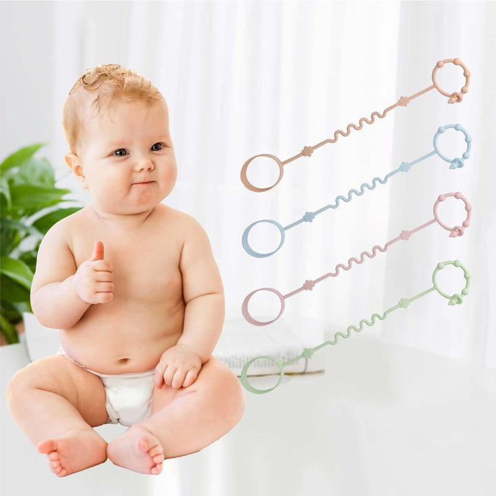 (4Pcs) Sippy Cup Strap Keep Bottles and Sippy Cups off the Floor, Sippy Cup Holder Strap Suitable for High Chairs, Strollers and Water Bottles- Dishwasher Safe