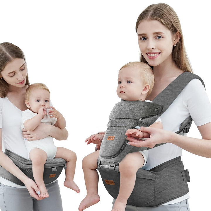 Baby Carrier with Hip Seat, Baby Carrier Newborn to Toddler, 6-In-1 Ways to Carry, All Seasons, Adjustable Baby Holder Carrier for Breastfeeding(Black)