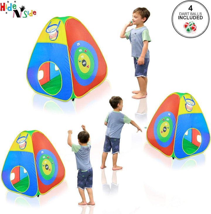 5Pc Kids Ball Pit Tents and Tunnels, Toddler Jungle Gym Play Tent with Play Crawl Tunnel Toy, for Boys Babies Infants Children, Indoor Outdoor Gift, Target Game W/ 4 Dart Balls