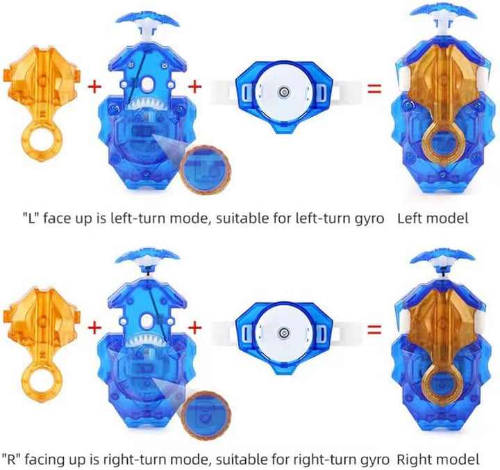 Bey Burst Gyro Toy Set with Arena Metal Fusion Attack Top Grip Toy Great Birthday Gift for Boys Children Kids Age 6 8 10 12+ Game Storage Box 12 Burst Gyros 1 Stadium 4 Two-Way Launcher 2 Handles