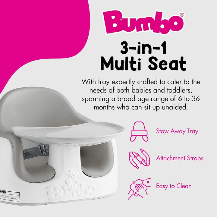 3-In-1 Multi-Seat for 6 to 36 Months, Travel Baby Feeding & Play Floor Seat, All-In-One Portable Booster with Tray & Toddler High Chair, Cool Grey