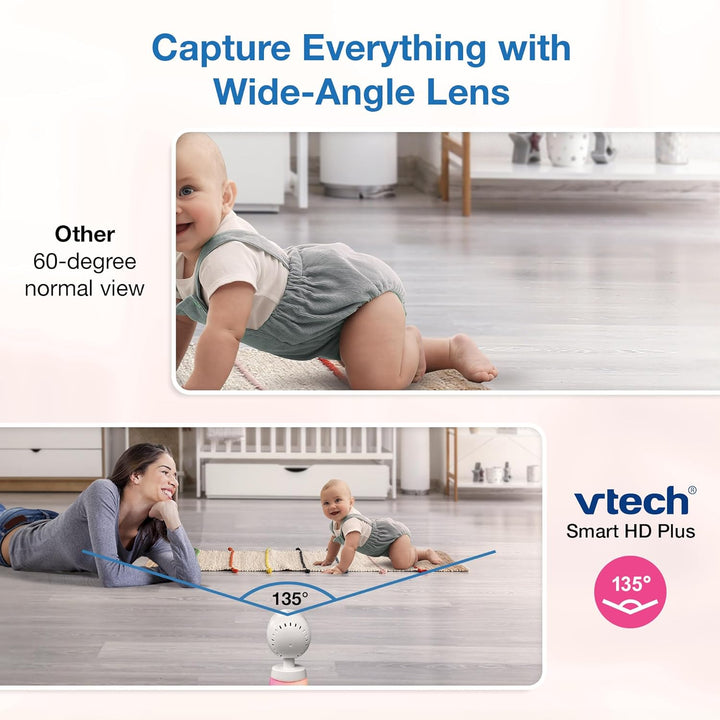 Smart Wifi Baby Monitor, 2K CMOS Sensor Camera, 5.5-Inch HD IPS Screen, Clear Infrared Night Vision, Pan-Tilt, 24X Zoom, 2-Way Talk, Multi-Color Night Light, Soothing, Free App: Smart HD Plus