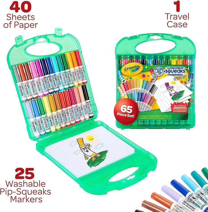 Pip-Squeaks Washable Marker Set (65Ct), Coloring Set, Art Supplies for Kids, Drawing Kit, Kids Travel Activity, Craft Essentials, 4+