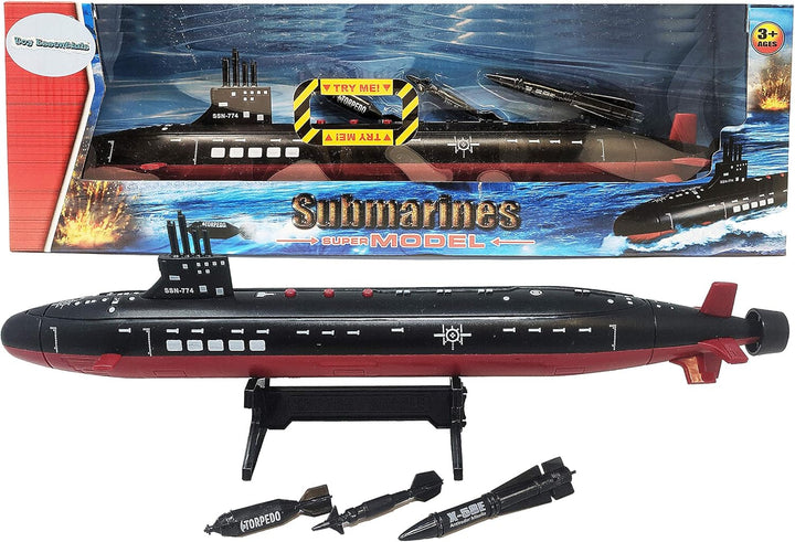 16.5 Inch Toy Navy Black Submarine with Sound Effects and Torpedo (2 Pack)