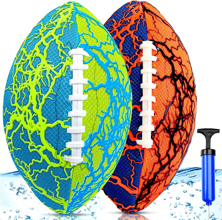 Pool Beach Water Football - 2 Pack Waterproof Football Strong Grip Fun Pool Toys Games for Swimming Pools Beach Lake Park Backyard Outdoor Play for Kids Children Teens Adults Family