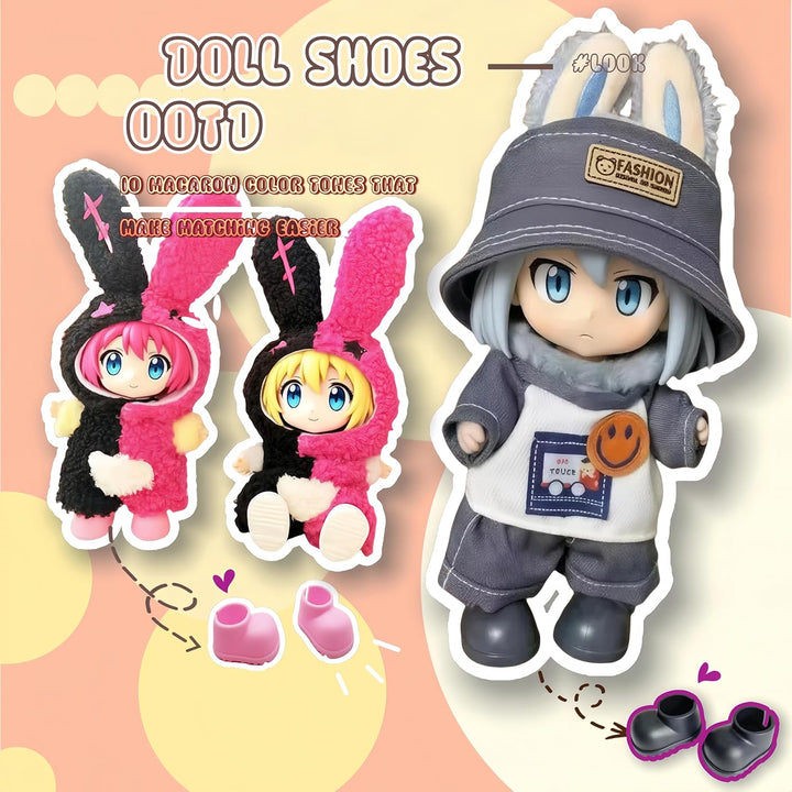 Doll Shoes for Labubu,10 Pairs Cute Labubu Shoes Set,Including Pink Labubu Boots,17Cm Labubu Accessories(No Doll)