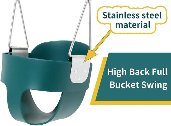 High Back Full Bucket Toddler Swing Seat with Yellow Coated Chains Fully Assembled Baby Swing Set Accessories