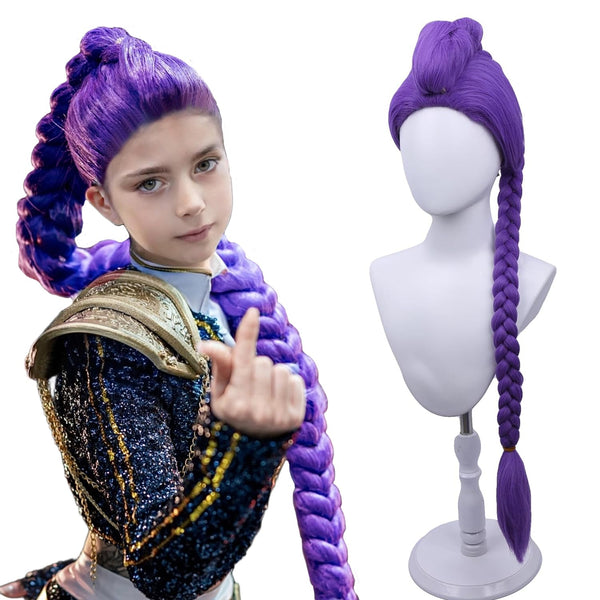 Purple Braid Wig Kids Girls Light Purple Wig Long Braids Wigs Hair Cosplay Costume Party Wigs
