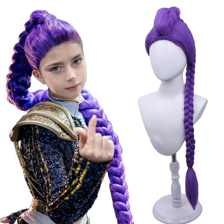 Purple Braid Wig Kids Girls Light Purple Wig Long Braids Wigs Hair Cosplay Costume Party Wigs
