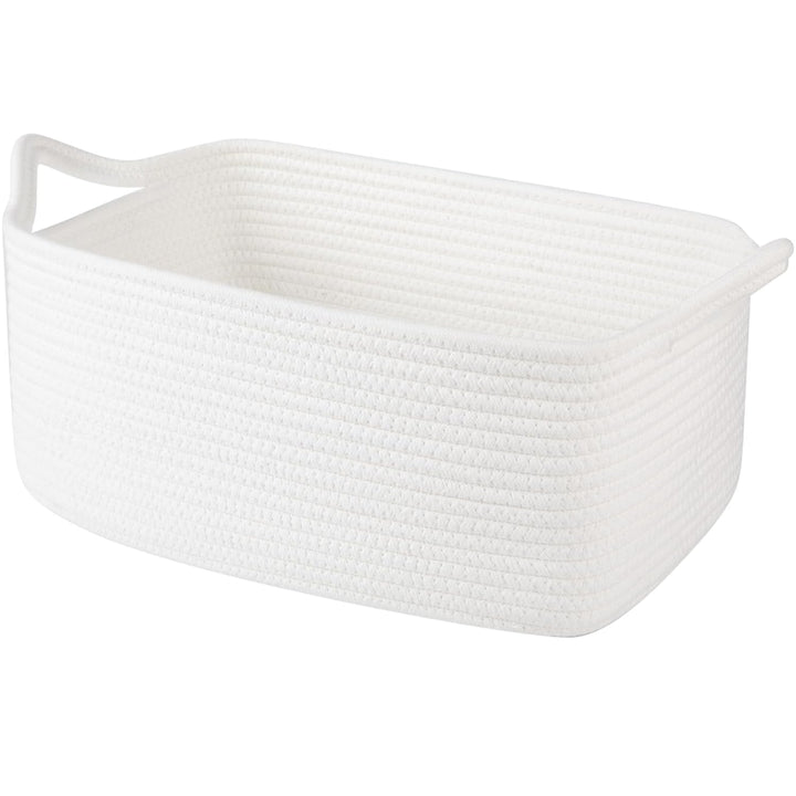 Woven Basket, Gift Basket Empty with Gift Bags and Ribbons, Rope Baskets for Baby Showers, Storage Baskets with Handles for Nursery, Pet Toy Organizer - White
