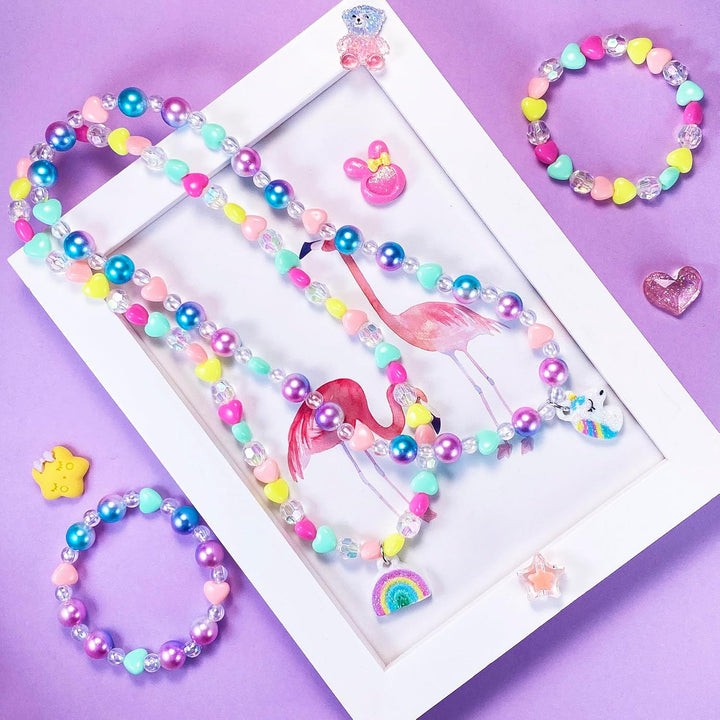 Kids Jewelry for Little Girls Necklace Bracelet with Unicorn Rainbow Star Crown Pendant for Toddler Dress up Jewelry Princess Gifts for 3 4 5 6 7 8 Years Old