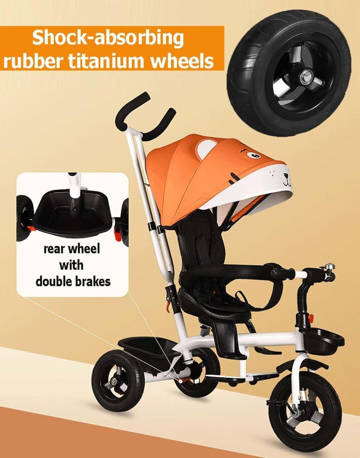 Toddler Stroller Buggies with Reclining Backrest Reversible Seat,1.5-5 Years Old Children Pushchair Pram with Canopy,Comfortable Seat with Guardrail and Belt,Titanium Wheel,3 Wheel Toddler Tricycle (
