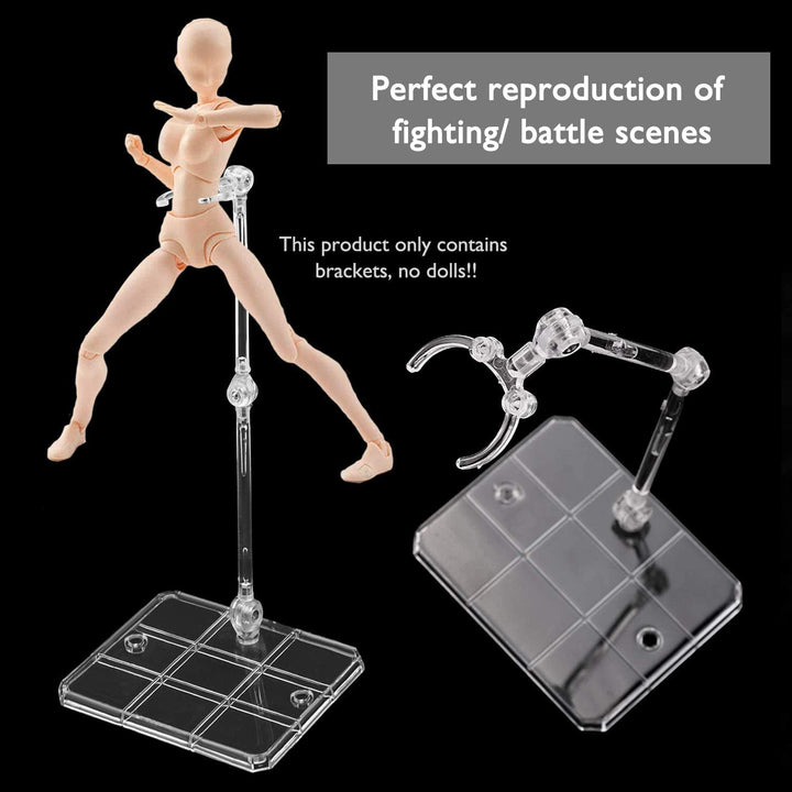 Action Figure Stand, 10Pcs Assembly Action Figure Display Holder Base Doll Model Support Display Stand Compatible with HG RG SD SHF Gundam 1/144 Toy Clear
