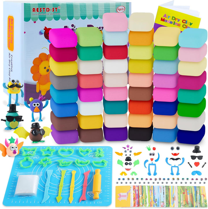Air Dry Clay 66 Colors, Modeling Clay for Kids, DIY Model Magic Clay, Molding Clay Kit with Sculpting Tools, Non-Sticky Soft and Super Light, Arts and Crafts Gift for Boys Girls Kids.