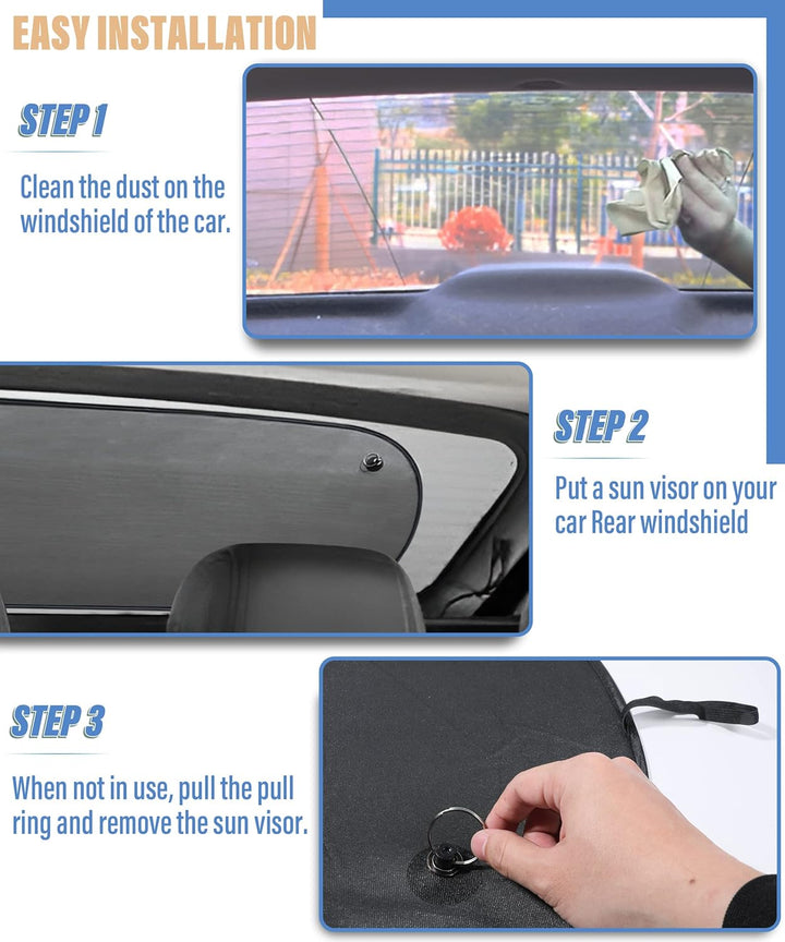 Universal Rear Window Sunshade with Suction Cup, UV Protection Folding Auto Window Shade, Back Window Sun Shade for Car, Car Accessories for Baby, Pets, Children