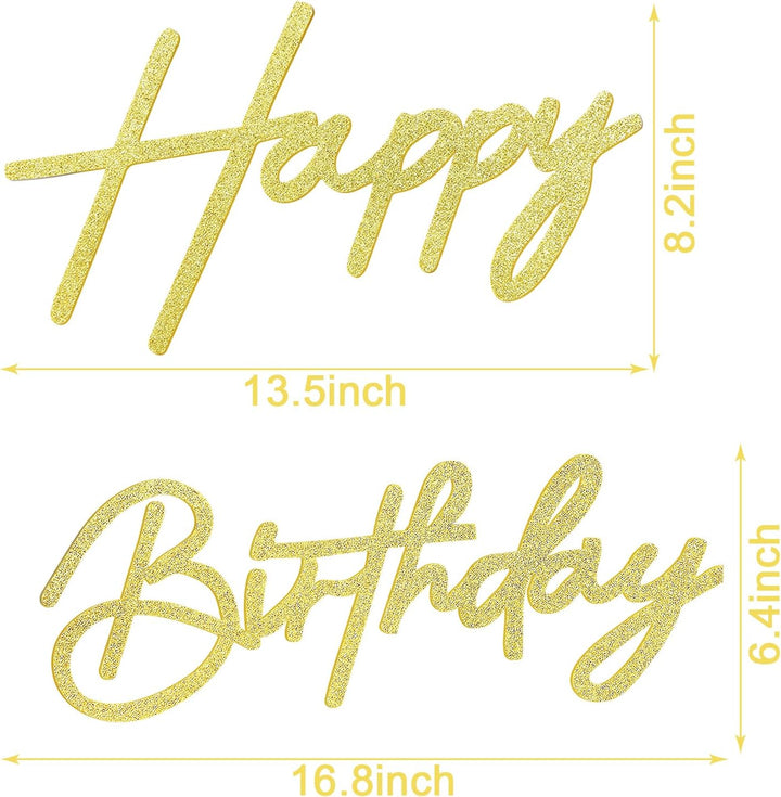 Happy Birthday Sign for Backdrop - Glitter Felt Happy Birthday Letter Sign for Balloon Arch Birthday Party Balloon Arch Backdrop Decorations for Birthday Party Baby Shower - Gold