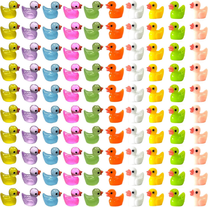 60 Pcs Mini Resin Ducks Luminous Tiny Ducks Miniature Duck Glow in the Dark for DIY Garden Dollhouse Duck Accessories Micro Landscape Aquarium Party Decor