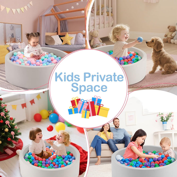 35.4" X 11.8" Foam Ball Pit for Toddlers, Baby round Balls Pool for Babies 1-3, Kids Play Ball Pits Ideal Gift for Boys and Girls, Balls Not Included, Grey