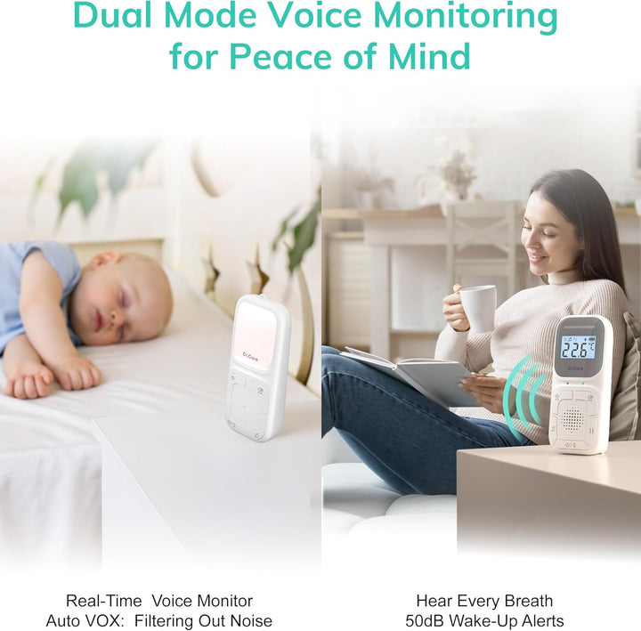 Neogo Portable Baby Audio Monitor and Sound Machine | Baby Sleep Soother | Travel | Registry Gift with 1000Ft Range, Two-Way Talk, VOX, Nightlight, 8 Lullabies, and Vibrating Sound Alert