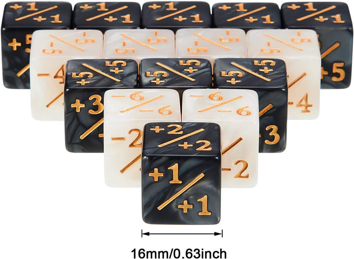 24 Pieces MTG Counters Dice +1/+1 Buff Tokens Black plus 1 Counter Magic Dice Set for MTG D6 TCG Cards Gaming Accessories